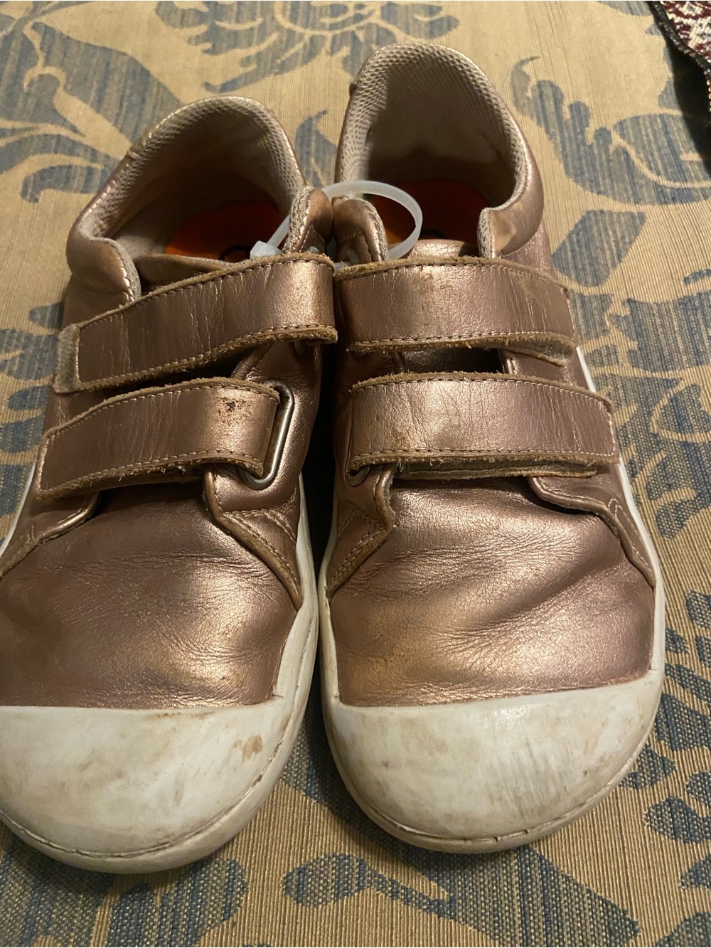 Kids Metallic Rose Gold Velcro Casual Sneakers